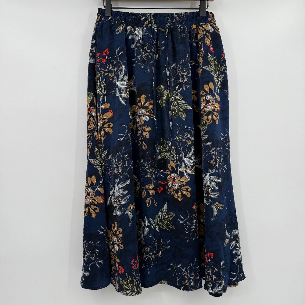 Abaadlw Skirt Women Medium NEW Blue Floral Pull On Pockets Boho Cottage Coquette